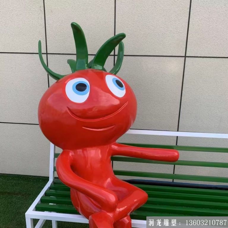 玻璃钢卡通番茄西红柿雕塑座凳2